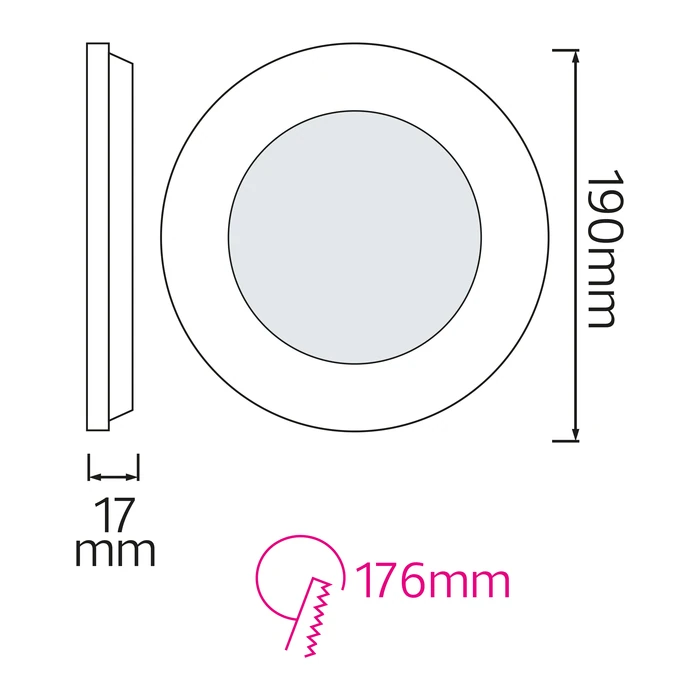 Світлодіодна LED панель 15W 6400K 900Lm врізна d-190мм кругла біла